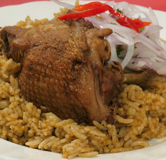 Arroz con pato norteño con cerveza negra