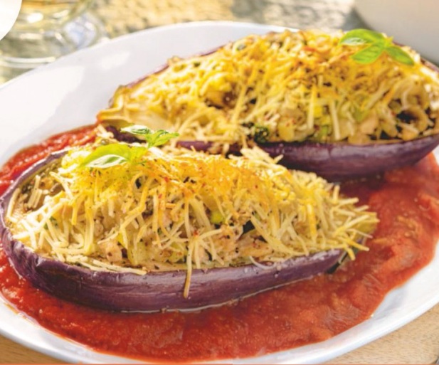 Berenjenas con pollo y queso
