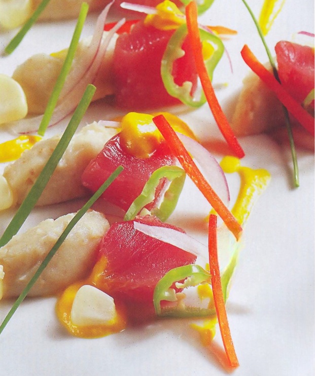 Cebiche reinventado de bonito y ají amarillo