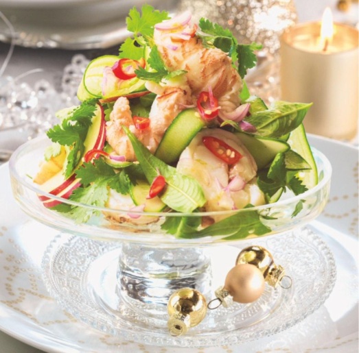 Ensalada de bogavante, pepino y manzana