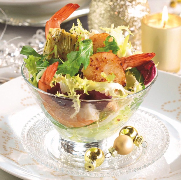 Ensalada de marisco con vinagreta de frambuesa