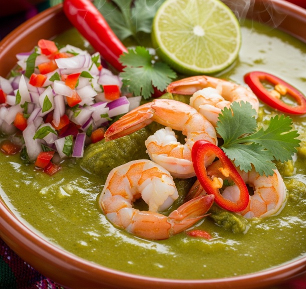 Espesado verde con camarones