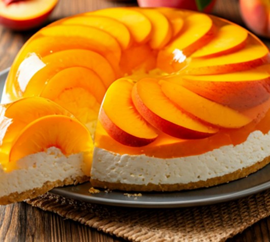 Gelatina Cristal de Duraznos con Base de Queso y Galletas