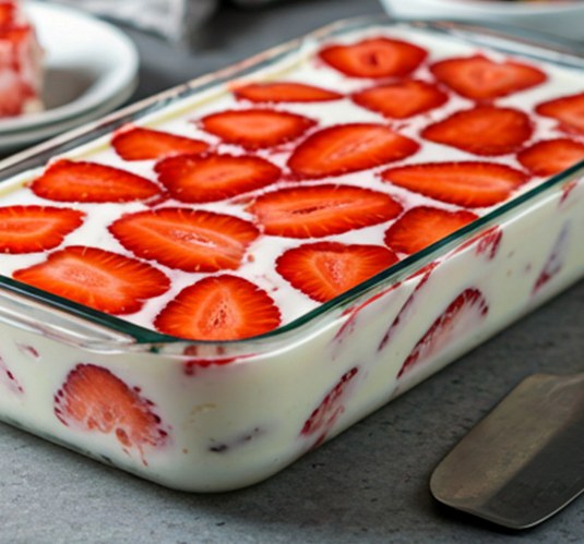 Gelatina de Fresas con Crema