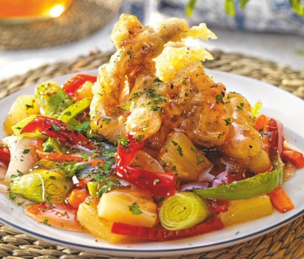 Lomo con verduras en salsa agridulce