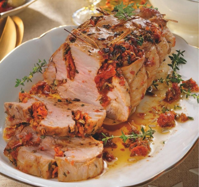 Lomo relleno de tomates secos