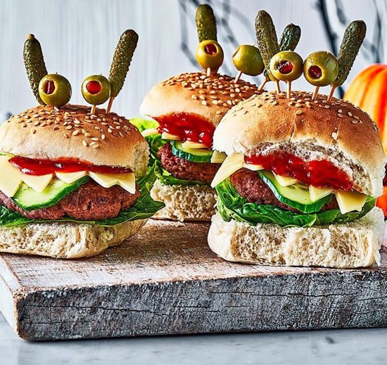 Mini Hamburguesas Monstruosas fácil para Halloween