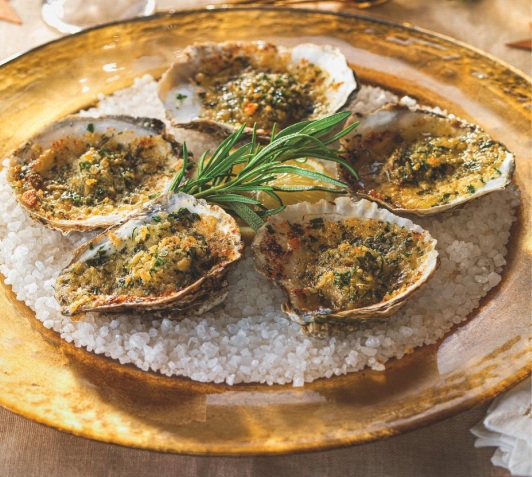 Ostras gratinadas con crema de mantequilla