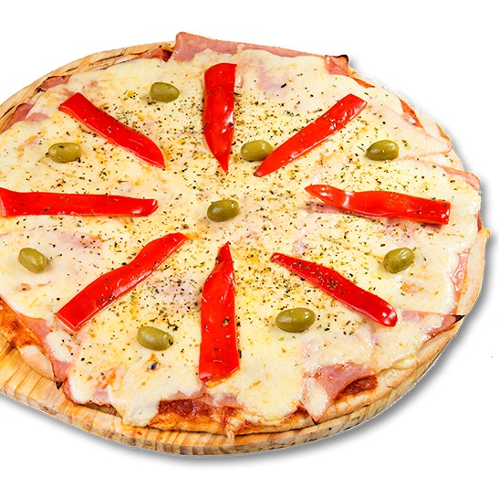 Pizza de mozzarella y morrones