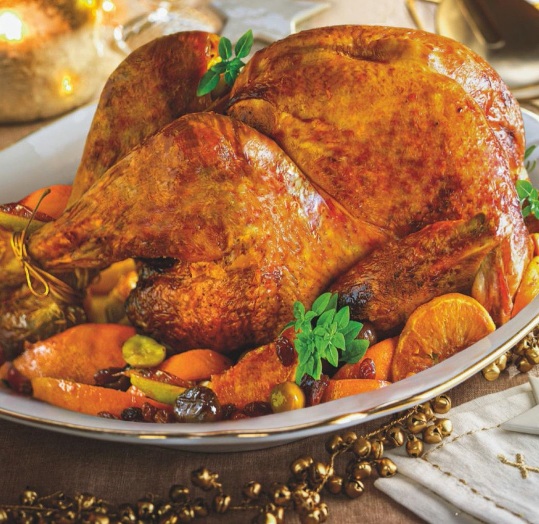 Pollo al horno con frutas de Navidad