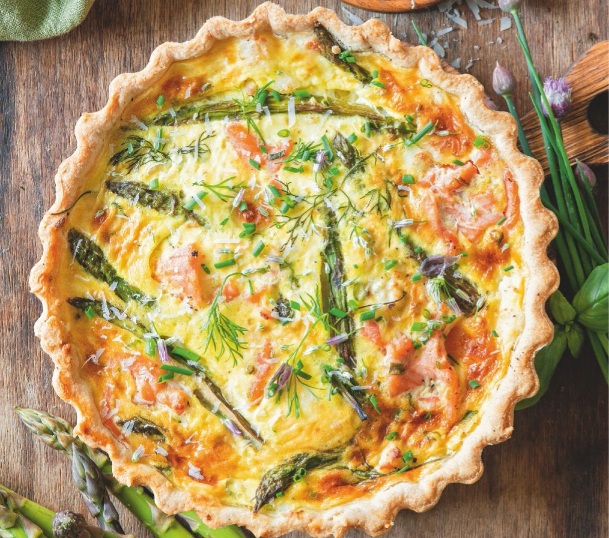 Quiche de espárragos con salmón ahumado