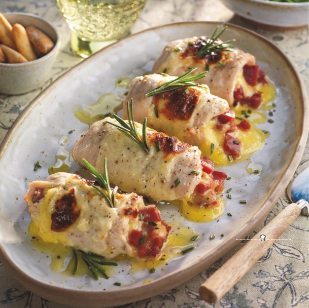 Rollitos con jamón y queso