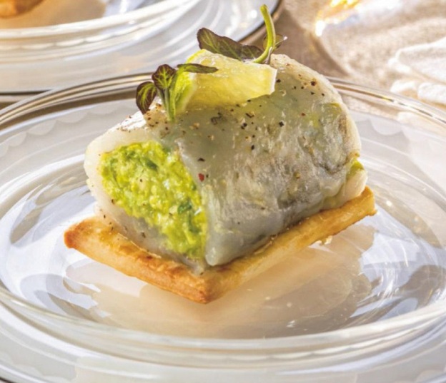 Rollitos de Carpaccio de Langostino con Aguacate