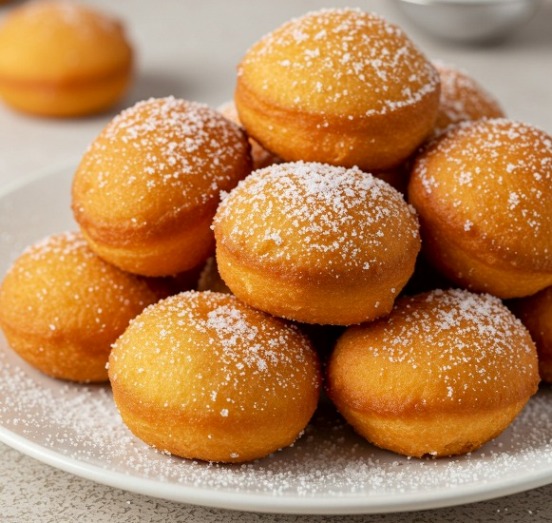 Sueños fritos esponjosos y dulces