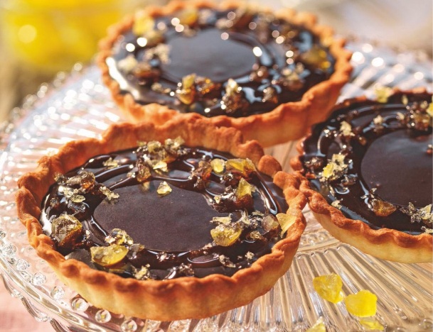 Tartaletas de cacao con caramelo
