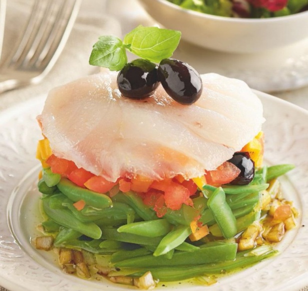 Timbal de judías verdes con bacalao