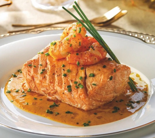 Tronco de salmón confitado con curry